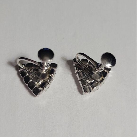 Vintage Rhinestone Hollywood Screw Back Earrings - Picture 3 of 8